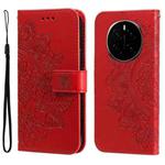 For Honor Magic7 Seven-petal Flowers Embossing Leather Phone Case(Red)