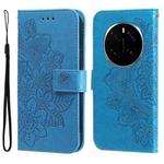 For Honor Magic7 Pro Seven-petal Flowers Embossing Leather Phone Case(Blue)