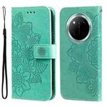 For Honor X9c / Magic7 Lite Seven-petal Flowers Embossing Leather Phone Case(Green)