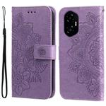 For Honor 300 Seven-petal Flowers Embossing Leather Phone Case(Light Purple)