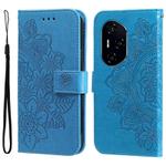 For Honor 300 Pro Seven-petal Flowers Embossing Leather Phone Case(Blue)
