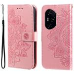 For Honor 300 Pro Seven-petal Flowers Embossing Leather Phone Case(Rose Gold)