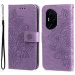For Honor 300 Ultra Seven-petal Flowers Embossing Leather Phone Case(Light Purple)