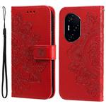 For Honor 300 Ultra Seven-petal Flowers Embossing Leather Phone Case(Red)