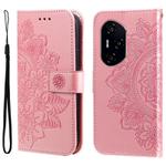For Honor 300 Ultra Seven-petal Flowers Embossing Leather Phone Case(Rose Gold)