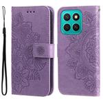 For Honor X8c 4G Seven-petal Flowers Embossing Leather Phone Case(Light Purple)
