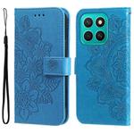 For Honor X8c 4G Seven-petal Flowers Embossing Leather Phone Case(Blue)