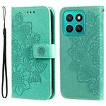 For Honor X8c 4G Seven-petal Flowers Embossing Leather Phone Case(Green)
