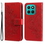 For Honor X8c 4G Seven-petal Flowers Embossing Leather Phone Case(Red)
