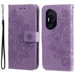 For Honor 400 Seven-petal Flowers Embossing Leather Phone Case(Light Purple)