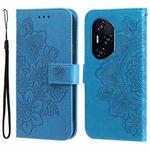 For Honor 400 Seven-petal Flowers Embossing Leather Phone Case(Blue)