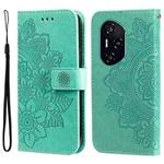For Honor 400 Seven-petal Flowers Embossing Leather Phone Case(Green)