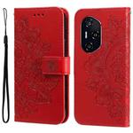 For Honor 400 Seven-petal Flowers Embossing Leather Phone Case(Red)