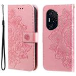 For Honor 400 Seven-petal Flowers Embossing Leather Phone Case(Rose Gold)