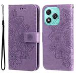 For Honor 400 Lite Seven-petal Flowers Embossing Leather Phone Case(Light Purple)