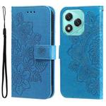 For Honor 400 Lite Seven-petal Flowers Embossing Leather Phone Case(Blue)