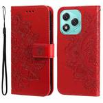 For Honor 400 Lite Seven-petal Flowers Embossing Leather Phone Case(Red)