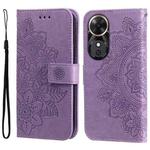 For Honor Play 60 Seven-petal Flowers Embossing Leather Phone Case(Light Purple)