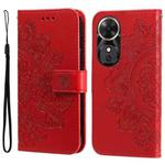 For Honor Play 60 Seven-petal Flowers Embossing Leather Phone Case(Red)