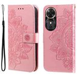 For Honor Play 60 Seven-petal Flowers Embossing Leather Phone Case(Rose Gold)