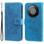 For Honor X70 5G Seven-petal Flowers Embossing Leather Phone Case(Blue)