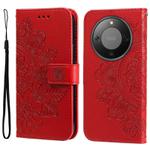 For Honor X70 5G Seven-petal Flowers Embossing Leather Phone Case(Red)
