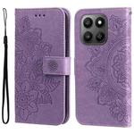 For Honor 400 Smart 5G / X7d 4G / Play 10T 5G Seven-petal Flowers Embossing Leather Phone Case(Light Purple)