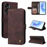 For Honor X50i 5G Skin Feel Life Tree Metal Button Leather Phone Case(Brown)