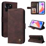 For Honor X6a Skin Feel Life Tree Metal Button Leather Phone Case(Brown)