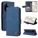 For Honor 100 Pro Skin Feel Life Tree Metal Button Leather Phone Case(Blue)