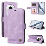 For Honor Magic6 Pro Skin Feel Life Tree Metal Button Leather Phone Case(Purple)