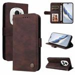 For Honor Magic6 Pro Skin Feel Life Tree Metal Button Leather Phone Case(Brown)