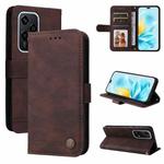 For Honor 200 Lite Global Skin Feel Life Tree Metal Button Leather Phone Case(Brown)