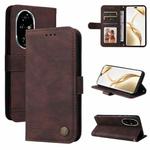 For Honor 200 Pro Skin Feel Life Tree Metal Button Leather Phone Case(Brown)