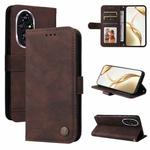 For Honor 200 Skin Feel Life Tree Metal Button Leather Phone Case(Brown)