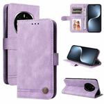 For Honor Magic7 Pro Skin Feel Life Tree Metal Button Leather Phone Case(Purple)