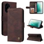 For Honor 300 Skin Feel Life Tree Metal Button Leather Phone Case(Brown)