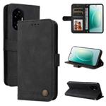For Honor 300 Skin Feel Life Tree Metal Button Leather Phone Case(Black)
