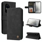 For Honor 300 Pro Skin Feel Life Tree Metal Button Leather Phone Case(Black)