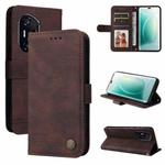 For Honor 400 Skin Feel Life Tree Metal Button Leather Phone Case(Brown)