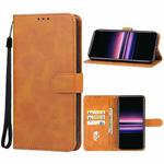 For Sony Xperia 5 V Leather Phone Case(Brown)