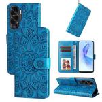 For Honor X50i 5G Embossed Sunflower Leather Phone Case(Blue)
