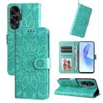 For Honor X50i 5G Embossed Sunflower Leather Phone Case(Green)