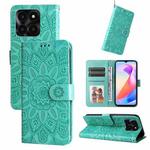 For Honor X6a Embossed Sunflower Leather Phone Case(Green)
