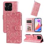 For Honor X6a Embossed Sunflower Leather Phone Case(Rose Gold)