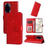 For Honor 100 Pro Embossed Sunflower Leather Phone Case(Red)