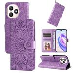 For Honor X50i+ Embossed Sunflower Leather Phone Case(Purple)