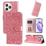 For Honor X50i+ Embossed Sunflower Leather Phone Case(Rose Gold)