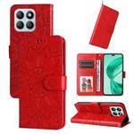 For Honor X8b Embossed Sunflower Leather Phone Case(Red)