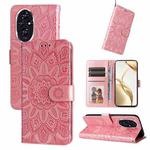 For Honor 200 Embossed Sunflower Leather Phone Case(Rose Gold)